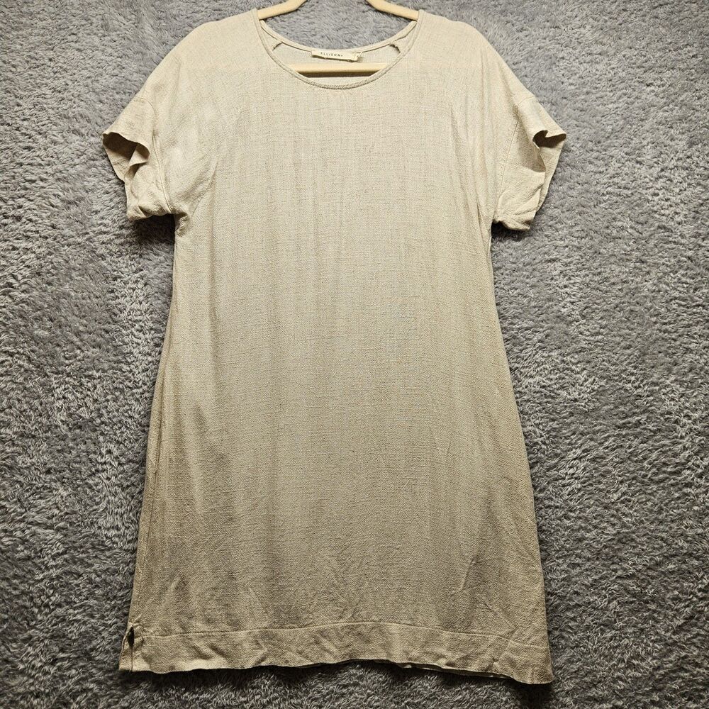 Ellison Oatmeal Linen Shirt Dress Womens Size Medium Beachy Coastal Casual